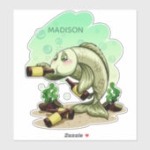 Sticker Nom personnalisé drôle Poisson de boisson (Feuille)