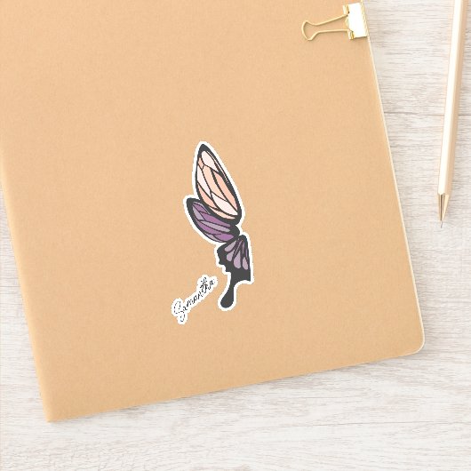 Sticker Nom personnalisé du papillon mosaïque (Carnet)