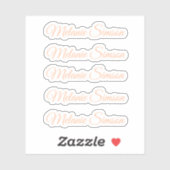 Sticker Nom personnalisé écriture elegante pêche floue (Feuille)