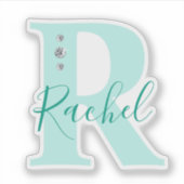 Sticker Nom personnalisé élégant Faux diamants (Devant)