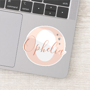 Sticker Nom personnalisé élégant Faux Diamants Monogrammé