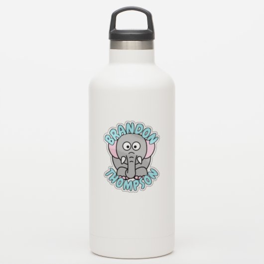 Sticker Nom personnalisé Eléphant Zoo Animal (Gourde)