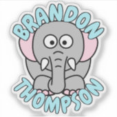 Sticker Nom personnalisé Eléphant Zoo Animal (Devant)