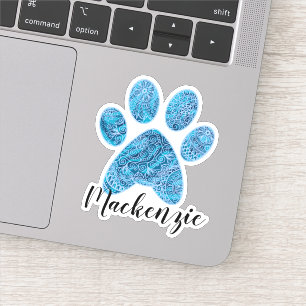 Sticker Nom personnalisé Empreinte de patte Doodle Art