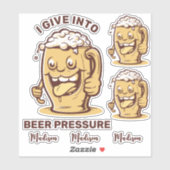 Sticker Nom personnalisé et bière texte amusant (Feuille)