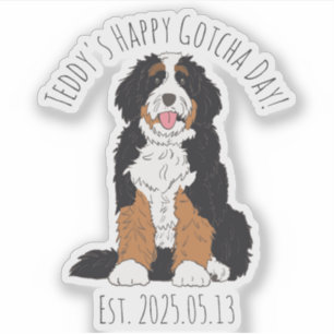 Sticker Nom personnalisé et date Bernedoodle Joyeux jour d