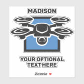 Sticker Nom personnalisé et drone de texte (Feuille)