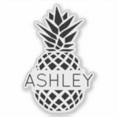 Sticker Nom personnalisé et ordinateur portable ananas (Devant)