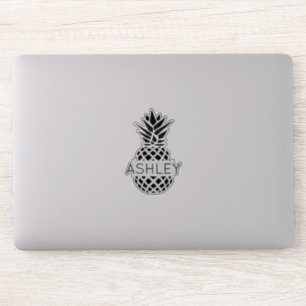 Sticker Nom personnalisé et ordinateur portable ananas