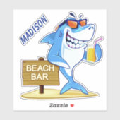 Sticker Nom personnalisé Funny Shark (Feuille)