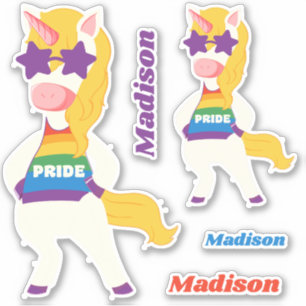 Sticker Nom personnalisé Gay Unicorn