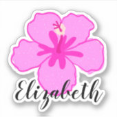 Sticker Nom personnalisé Hibiscus rose Fleur Cocotier Fill (Devant)