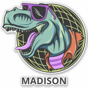 Sticker Nom personnalisé Hipster T-Rex