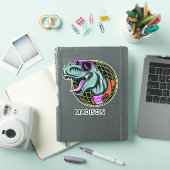 Sticker Nom personnalisé Hipster T-Rex (Couverture iPad)