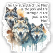 Sticker Nom Personnalisé Inspirational Wolf Citation Force (Recto)