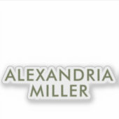 Sticker Nom personnalisé Monogram Olive Green Modern (Devant)