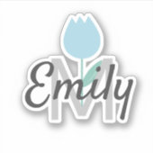 Sticker Nom personnalisé monogramme de la tulipe de printe (Devant)