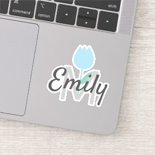 Sticker Nom personnalisé monogramme de la tulipe de printe