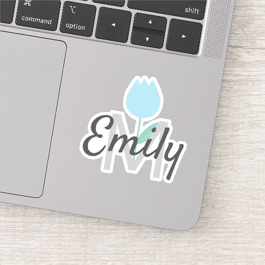 Sticker Nom personnalisé monogramme de la tulipe de printe (Détail)