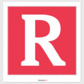 Sticker Nom personnalisé Monogramme Initiales Rouge Blanc (Feuille)