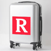 Sticker Nom personnalisé Monogramme Initiales Rouge Blanc (Sur valise)