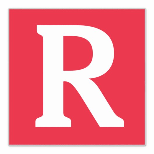 Sticker Nom personnalisé Monogramme Initiales Rouge Blanc (Devant)