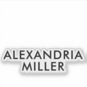 Sticker Nom personnalisé Monogramme moderne Black Sans Ser (Devant)