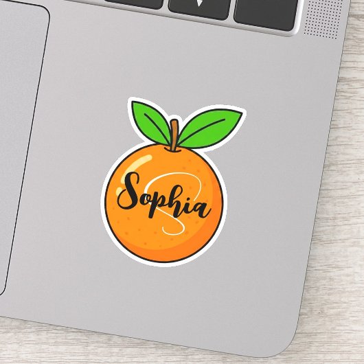 Sticker Nom personnalisé & monogramme | Professeur orange