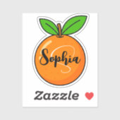Sticker Nom personnalisé & monogramme | Professeur orange (Feuille)