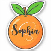 Sticker Nom personnalisé & monogramme | Professeur orange (Recto)