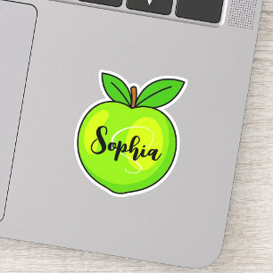Sticker Nom personnalisé & monogramme Professeur vert li