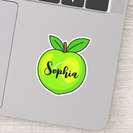 Sticker Nom personnalisé & monogramme | Professeur vert li
