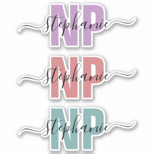 Sticker Nom personnalisé NP Nurse Praticien Personnalisé (Devant)