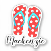 Sticker Nom personnalisé Red Flip Flops Summer Beach (Devant)