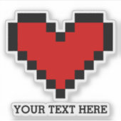 Sticker Nom personnalisé rouge pixel coeur ordinateur port (Devant)