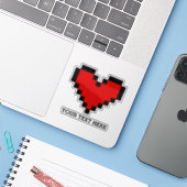Sticker Nom personnalisé rouge pixel coeur ordinateur port (Ordinateur portable avec iPhone)