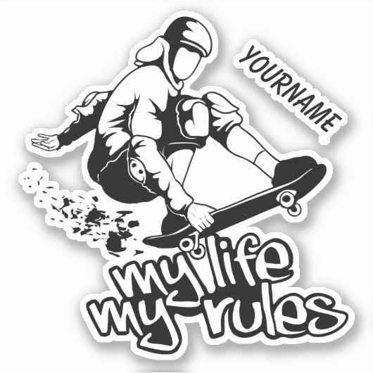 Sticker Nom personnalisé Skateboard (Devant)