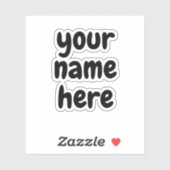 Sticker Nom personnalisé Texte Bubbly Chewy (Feuille)