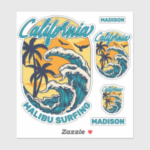 Sticker Nom personnalisé / Texte Californie Surf
