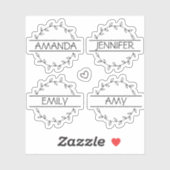 Sticker Nom personnalisé transparent écrit à la main (Feuille)