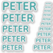 Sticker Nom personnalisé Turquoise 15 tailles simples (Devant)