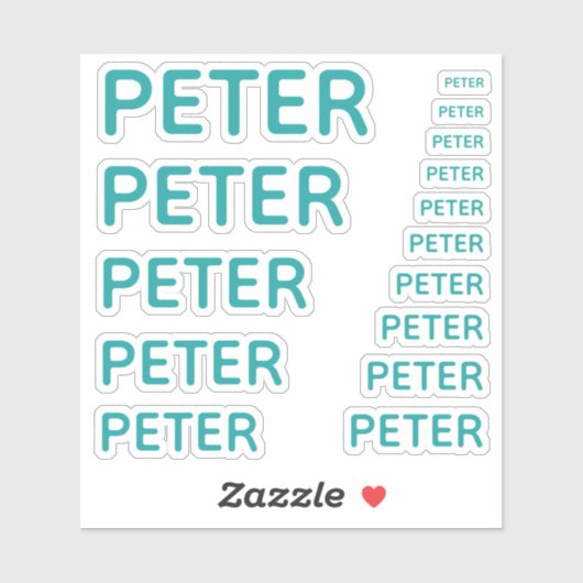 Sticker Nom personnalisé Turquoise 15 tailles simples (Feuille)