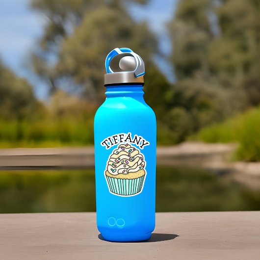 Sticker Nom personnalisé Vanilla Cupcake avec arrosage