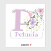Sticker Nom Pétunia & Initiale avec motif floral (Feuille)