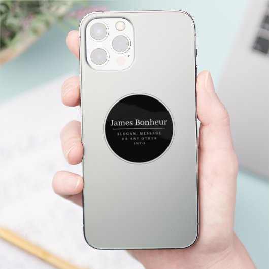 Sticker Nom professionnel moderne simple | Noir (Téléphone)