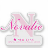 Sticker Nom rose initial et signification du nom Novalie (Devant)