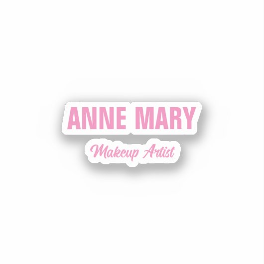 Sticker Nom rose pâle Maquillage Artiste Entreprise Person (Recto)