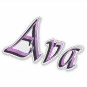 Sticker Nom Rose Violet Ava, (Devant)