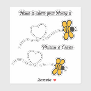 Sticker Nom(s) personnalisé(s) et texte Happy Love Bees