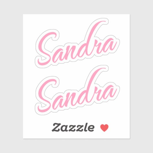 Sticker Nom Sandra en rose x2 (Feuille)